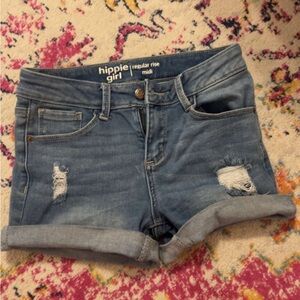 Blue Denim Shorts - Regular Midi Rise